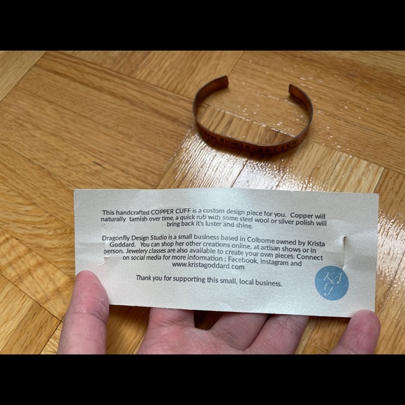 New - Dragonfly Design Studio - Human Rights Matter branded copper cuff - Picture 4 of 4